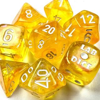 Borealis Polyhedral 7-Die Set - Canary/white luminary (with bonus die)