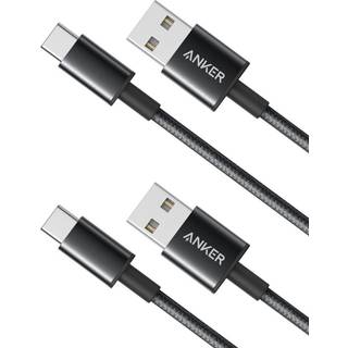 [2-Pack 0.9m] Premium Double-Braided Nylon USB-C to USB-A Cable Black