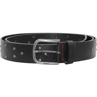 HUGO 50487038-001 Herrengürtel Leder Schwarz Glau-Studs