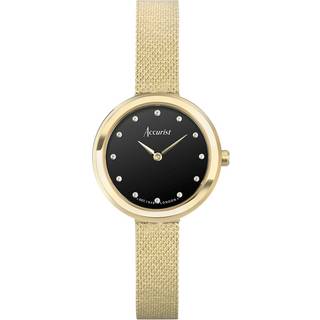 Accurist Women's Jewellery Black Dial Gold Watch - Gold