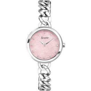 Accurist Women's Jewellery Curb Chain Rose Dial Silver Watch - Silver