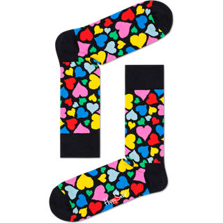 Black Sock: Heart | Happy Socks - Black, Pink, Red, Blue, Yellow, Green - 41-46