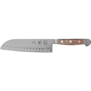 Güde Alpha Walnuss Santokumesser 18 cm mit Kullen - CVM-Messerstahl - Griffschalen Walnussholz - Braun,Silber