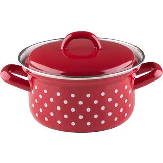 Riess Country Pünktchen Rot Kasserolle 12 cm / 0,5 L - Emaille