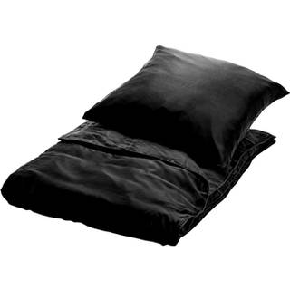 Silke sengetøj 200x200 cm - Ensfarvet sort sengetøj til dobbeltdyne - 100% Silke - Butterfly Silk