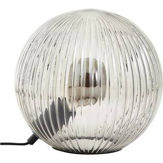 Glasbordlampe Belado sort/røggrå riflet