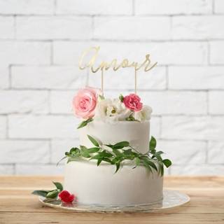 Kage topper "Amour" guld
