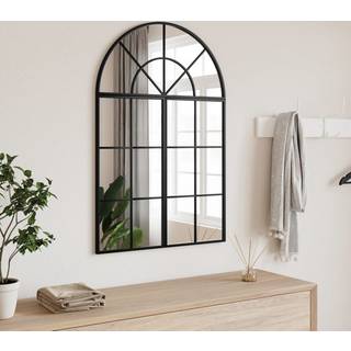 Vægspejl Buet Jern Sort - 60 x 30 cm