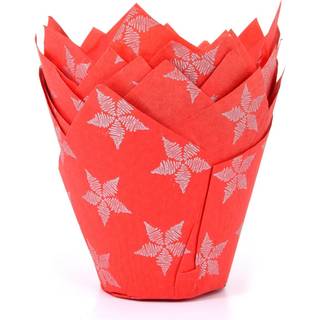 House of Marie - Tulipan Muffinsforme Stjerner Rød, 36 stk.