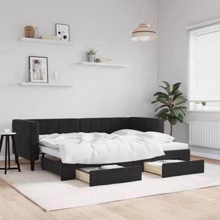 daybed med udtræk og skuffer 80x200 cm velour sort