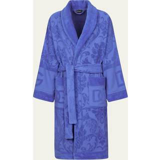 Dolce&Gabbana Casa Bath Linens - Jacquard bathrobe with D&G logo, blue in BLUE Terrycloth - 100% cotton