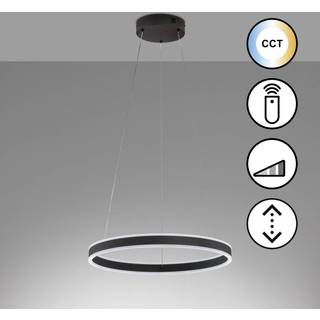 LED-hængelampe Sirko, Ø 50 cm, sandgrå, metal, CCT