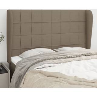 Sengegavl Med Kanter Stof - Gråbrun / 147 x 23 x 118/128 cm