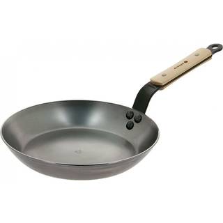 de Buyer Mineral B Bois Pfanne 24 cm - Eisen mit Bienenwachsbeschichtung - Bandstahlgriff mit Holzgriffschalen - Braun,Silber