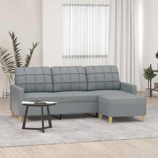 3-Personers Sofa Med Fodskammel Stof - 180 cm / Lysegrå