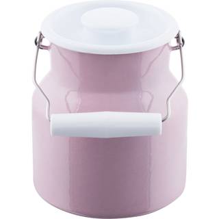 Riess Classic Pastell Milchkanne 1,0 L rosa - Emaille mit Deckel - Pink