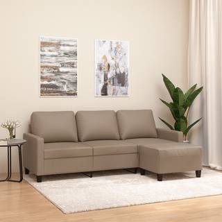 3-personers Sofa med Fodskammel 180 Cm Kunstlæder - Cappuccino