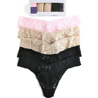 Hanky Panky 5-pak Signature Lace Original Rise Thongs - Black/Pink - One Size