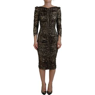 Dolce & Gabbana Multifarver Leopard Bodycon Sheath Midi Kjole