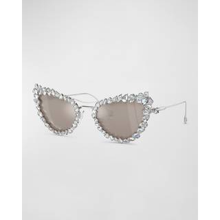 Swarovski Kvinde SK7011 4001AP Solbriller Metal Sølv Grå Geometrisk Normal Spejl