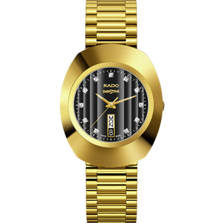 Rado R12304313 Diastar Original Sort/Gul guldtonet stål Ø35 mm