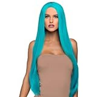 Long Straight Center Part Wig Turquoise