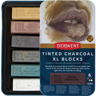Derwent Tinted Charcoal XL Blocks, 6-pak
