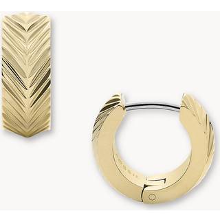 Fossil Harlow Linear Texture Gold-Tone Stainless Steel Huggie Hoop Ladies Earrings JF04116710