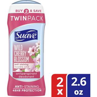 Suave deodorant antiperspirant & deodorant stick 24-timmars lukt och våtskydd vild körsbärsblomma deodorant för kvinnor 2,6 oz 2 räkning