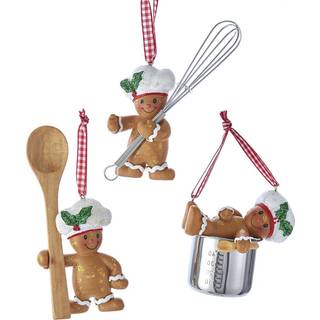 Kurt Adler Cute Chef Gingerbread 3.5 (3 Styles) S?t med 3 harpiks -ornamenter til Home D Cor Christmas