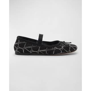 Valentino Garavani Toile Iconographe crystal-embellished satin ballet flats - black - EU 39