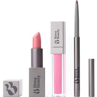 Rinna Beauty Icon Lip Kit - Pinky - All -in -One Lip Kit inkluderer l?bestiftlipgloss og l?beforing - Candy Pink Look - Vegansk langvarig anti -a