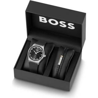 BOSS Candor Ur + Armbånd Gavesæt Sort Læder