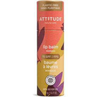 Attitude plastfri læbebalsam med solbeskyttelse SPF 15 EWG verificeret plante- og mineralbaserede ingredienser veganske og grusomhedsfrie mango 0
