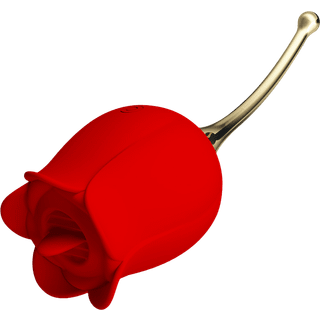 Pretty Love Rose Lover Clitoral Vibrator with Licking Stimulator Gold & Red