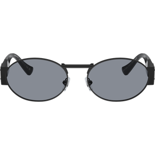 Versace Unisex VE2264 1261/1 Solbriller Stål Sort Grå Rund Normal