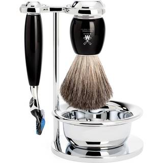 Mühle Barbersæt med DE-skraber, Barberkost, Holder og Skål, Vivo, Sort Kunstharpiks