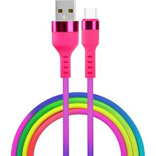 USB-C Kabel 10 W fra Setty - 1,2 m. - Regnbue