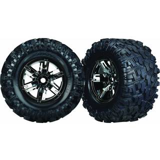 Traxxas 7772A Tires & wheels (X-Maxx black chr wheels/ Maxx AT tires) (2)