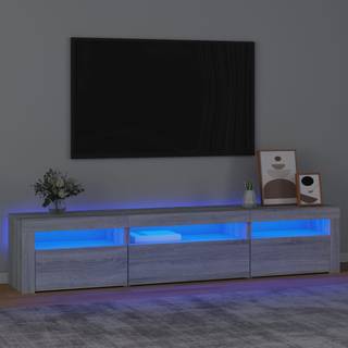 tv-bord med LED-lys 195x35x40 cm grå sonoma-eg