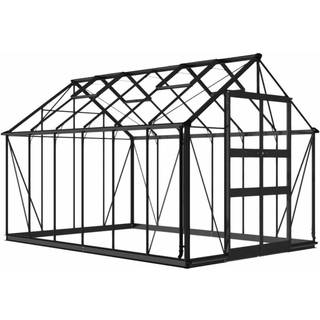 Halls Blockley 812 drivhus 9,7 m², alu/sort, 3 mm hærdet glas