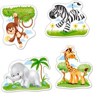 African Animals,4x Puzzle 3+4+6+9 Teile