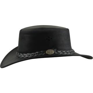 MJM Hats Aussie Bush Cow – Sort Squashable Læderhat, 59 (L) / Sort