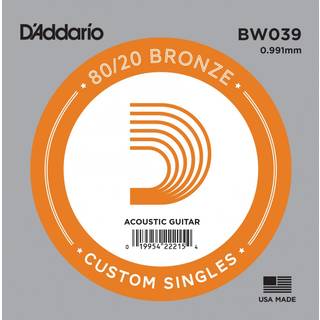 D'Addario BW039 Bronze sår akustisk guitar enkeltstreng .039