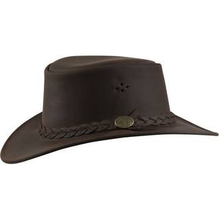MJM Hats Aussie Bush Cow – Brun Squashable Læderhat, 55 (S) / Brun Mørk
