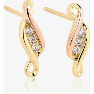 Past Present Future® 9ct Solid Gold Stud Earrings with Diamonds