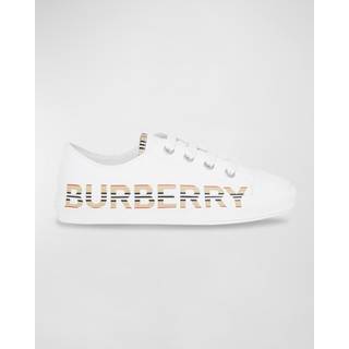 Burberry Kids Logo cotton gabardine sneakers - white - EU 31
