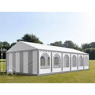 6x12m, Partytelt, PVC-teltdug, grå-hvid, med bundramme - (5374)