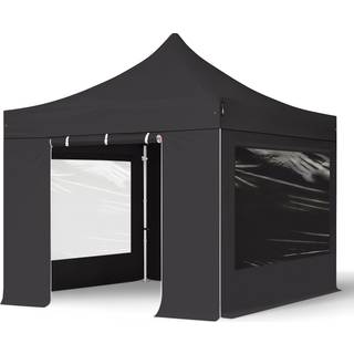 3x3m, aluminium, easy-up-pavillon, 4 sidedele, sort - (600146)
