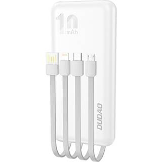 Dudao 10000mAh powerbank med USB-C / lightning kabel (10W) (K6Pro) Hvid